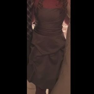 Davids Bridal Strapless Gray Bridesmaid Dress